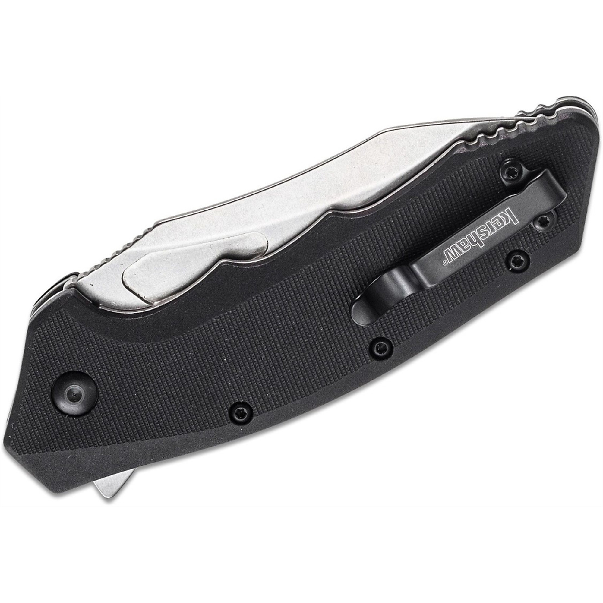 Kershaw Grid Assisted Open Frame Lock EDC Folding Pocket Knife — Drop Point Blade, Titanium Carbo-Nitride Coated, Gray, Model# KER2200